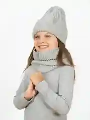 Серый меланж шапка и снуд, комплект демисезонный, Arctic kids