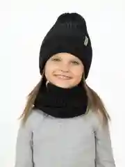 Тёмно-розовый шапка и снуд, комплект демисезонный, Arctic kids