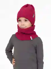 Розовый шапка и снуд, комплект демисезонный, Arctic kids