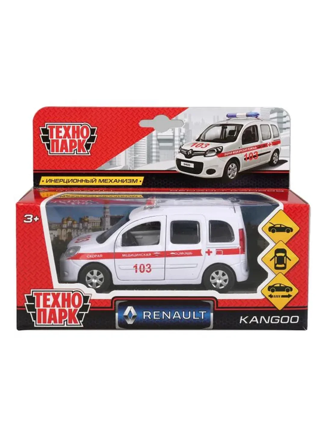 Машина металлическая Технопарк "Renault Kangoo. Скорая", 12 см
