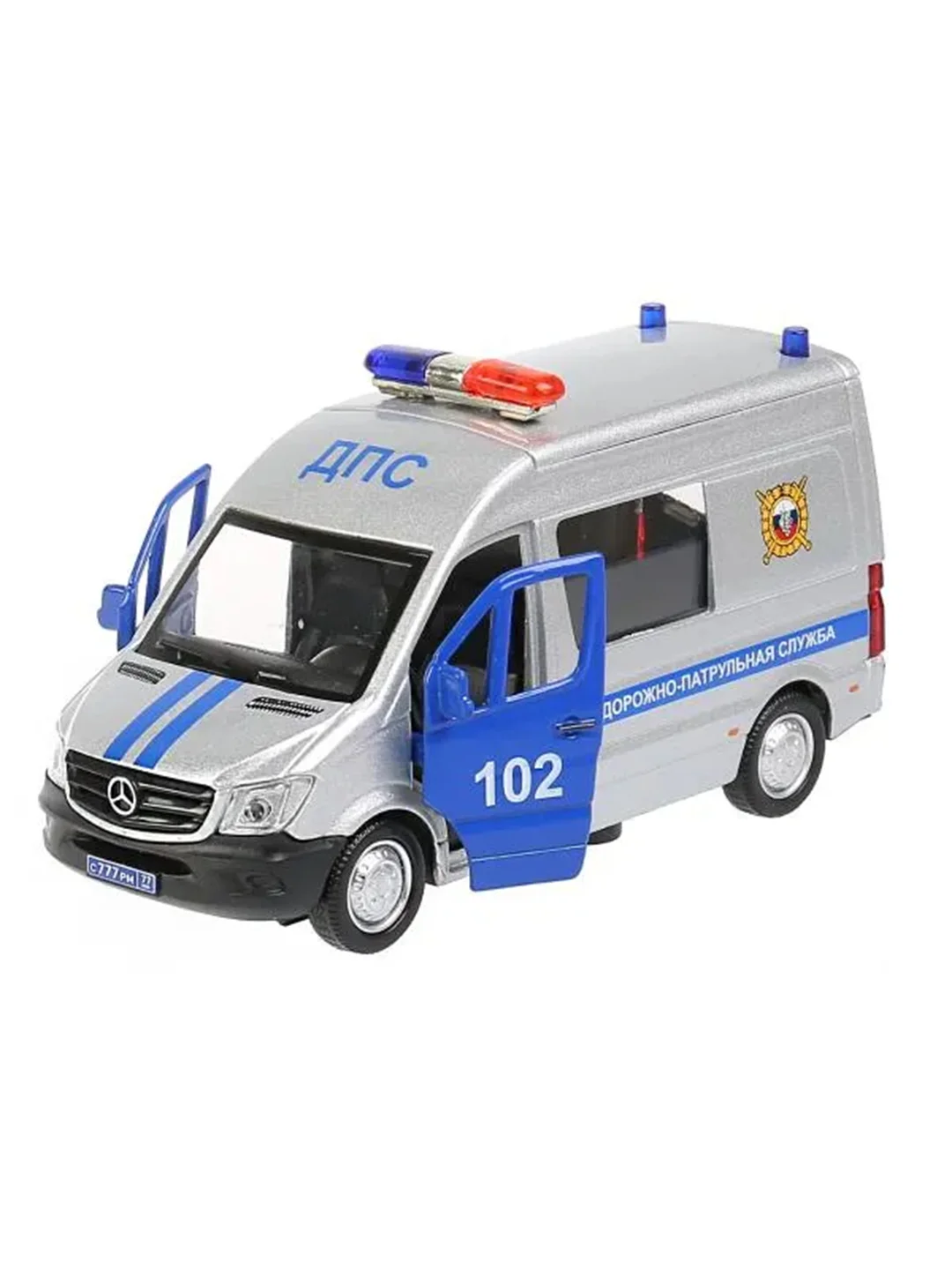 Металлическая инерционная модель Технопарк "Mercedes-Benz Sprinter. Полиция", 14 см