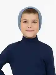 Голубой шапка демисезонная для мальчика, для девочки, вязаная,весна-осень