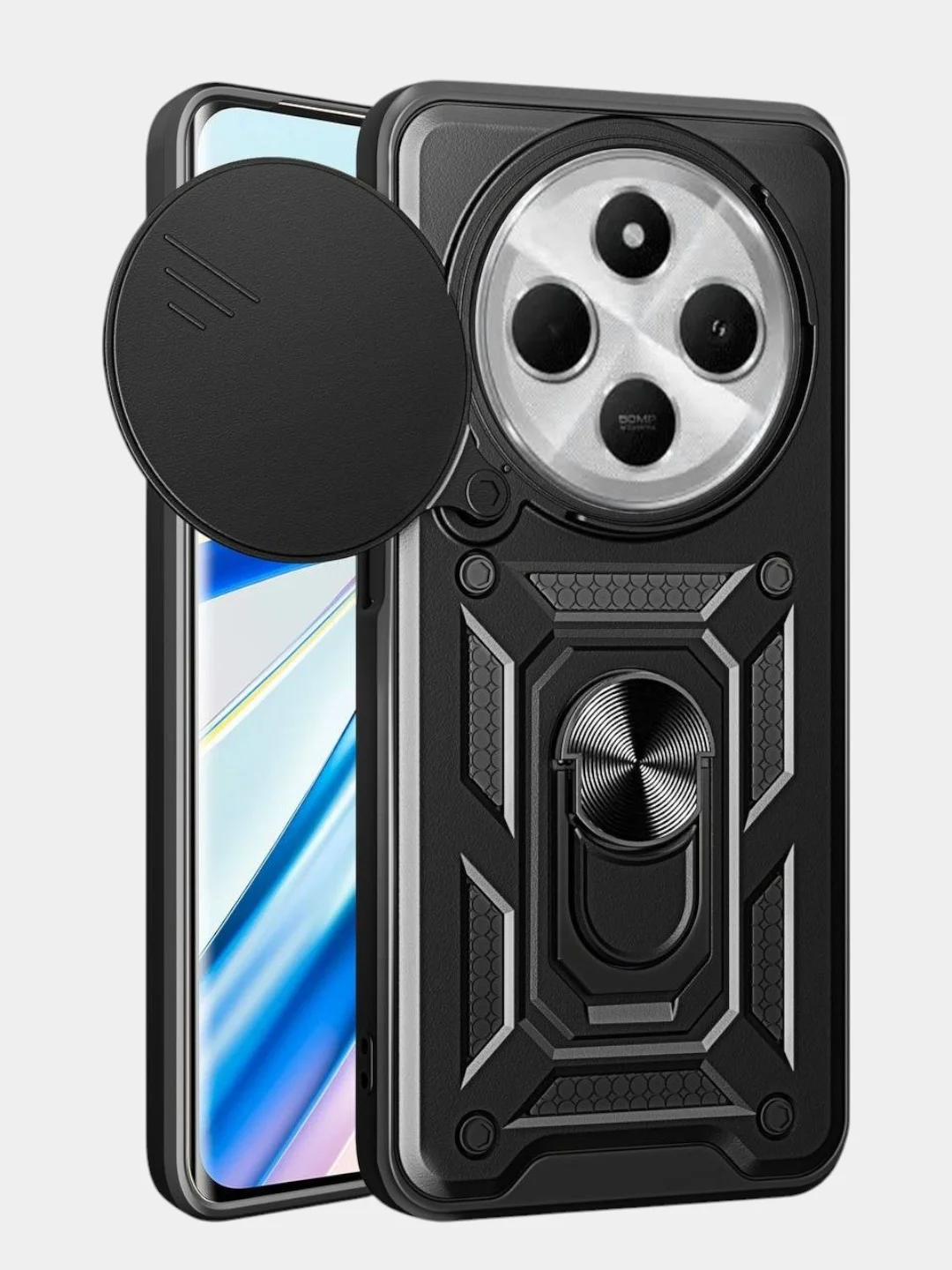 Черный чехол противоударный kick с защитой камеры для Xiaomi Redmi 14C
