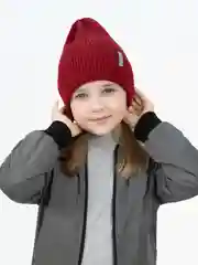 Вишнёвый шапка демисезонная для девочки для мальчика, Arctic kids