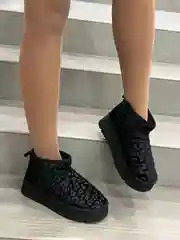 Черный угги женские зимние на платформе, короткие,с принтом, размеры 36-41,2 расцветки