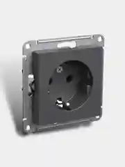 Черный механизм розетки AtlasDesign одинарной с заземлением встраваемый розетка без шторок