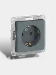 Серый механизм розетки AtlasDesign одинарной с заземлением встраваемый розетка без шторок