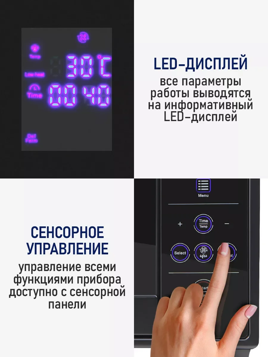 Черный духовой шкаф STINGRAY ST-EO104A (30 литров, 8 режимов + сенсор + конвекция + вертел)