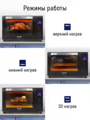 Черный духовой шкаф STINGRAY ST-EO104A (30 литров, 8 режимов + сенсор + конвекция + вертел)