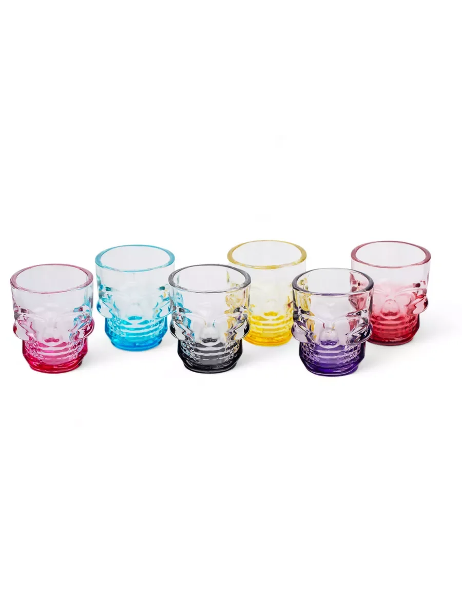 Прозрачный набор стопок SKULL COLORS 6шт 50мл