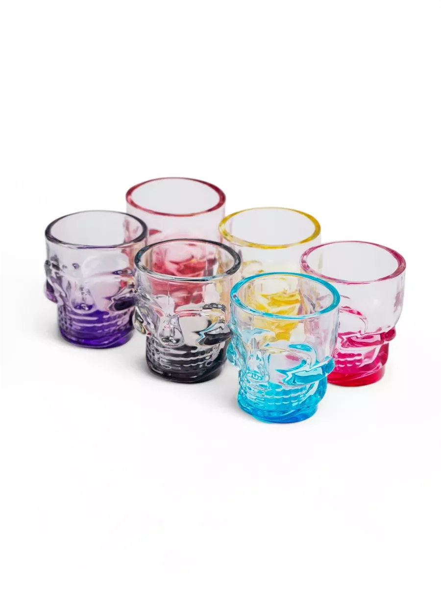 Прозрачный набор стопок SKULL COLORS 6шт 50мл