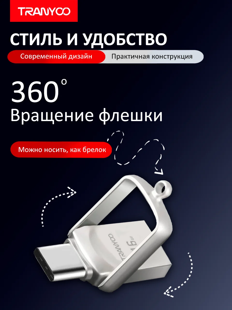 Флешка USB 3.0 / Type-C, высокоскоростная, 8/16/32/64/128 GB, для ПК и телефона