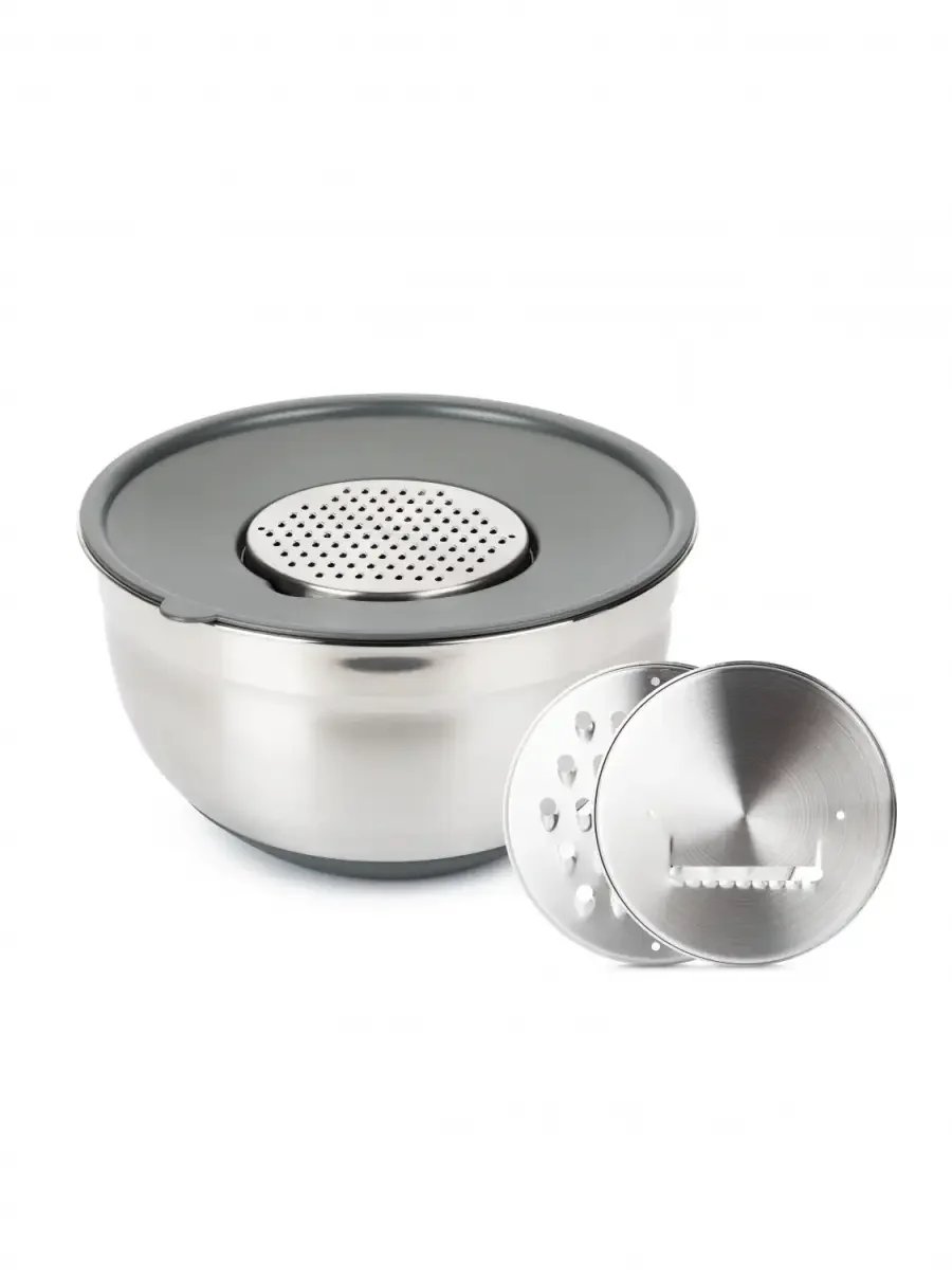 Серебряный миска GRATE IT 3-5л с крышкой 3 терки