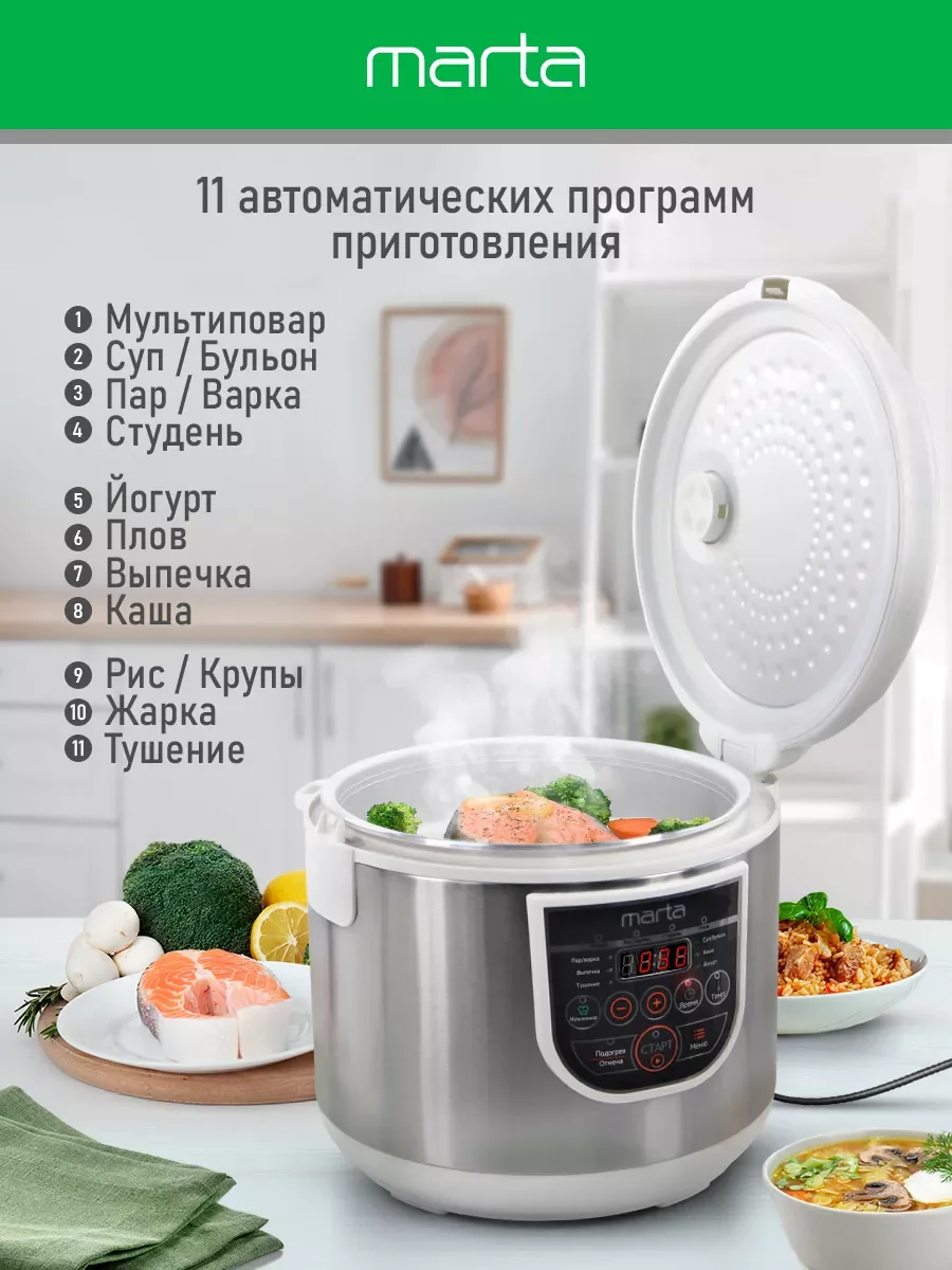 Серый металлик мультиварка MARTA MT-4322 CK2 GREBLON CERAMIC белый жемчуг