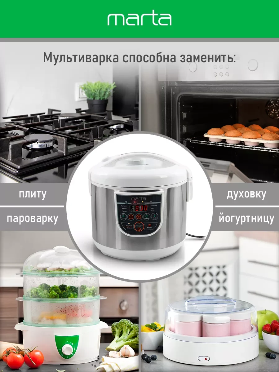 Серый металлик мультиварка MARTA MT-4322 CK2 GREBLON CERAMIC белый жемчуг