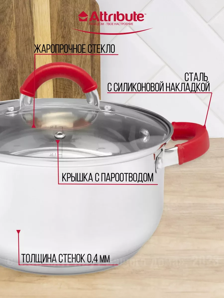 Красный набор кухонной посуды DELICE 4пр