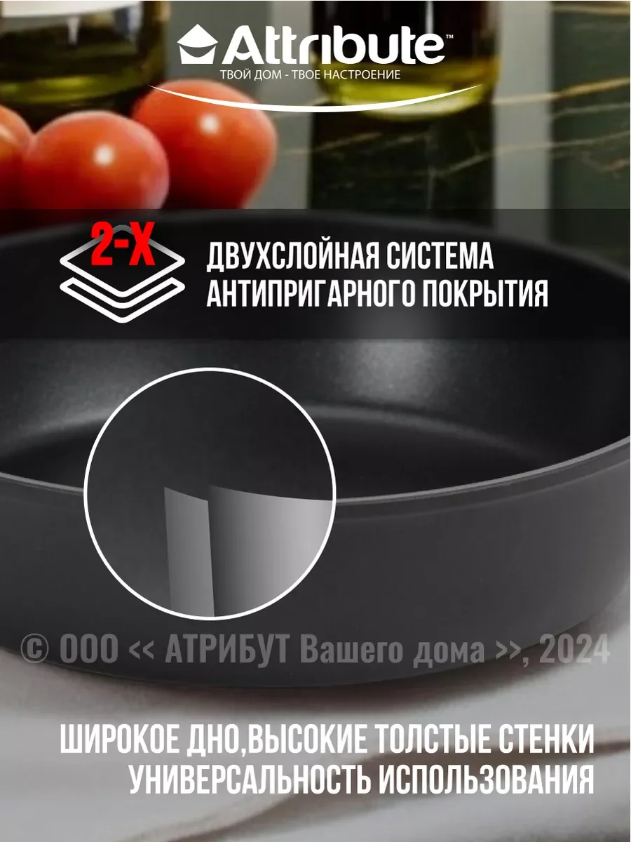 Черный сковорода глубокая ULTIMA 24см индукция