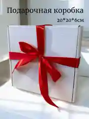 Коробка подарочная, белая, с атласной лентой, наполнителем, упаковка для новогодних подарков