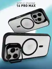 Чехол MagSafe для iPhone 16 Pro Max с подставкой ROSCO, пластиковый с силиконом и магнитом