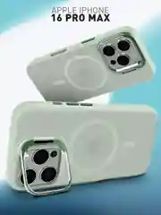 Мятный чехол MagSafe для iPhone 16 Pro Max с подставкой ROSCO, пластиковый с силиконом и магнитом