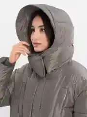 Золотистый хаки женский пуховик зимний