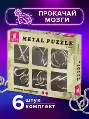 Головоломки металлические ЗОЛОТАЯ СКАЗКА (уровень сложности "НОВИЧОК"), набор 6 штук