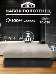Серый металлик набор махровых полотенец Unifico Nature 2 шт