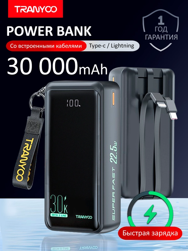 Power Bank с быстрой зарядкой 30000 / 20000 / 10000 mAh 22.5W, повербанк