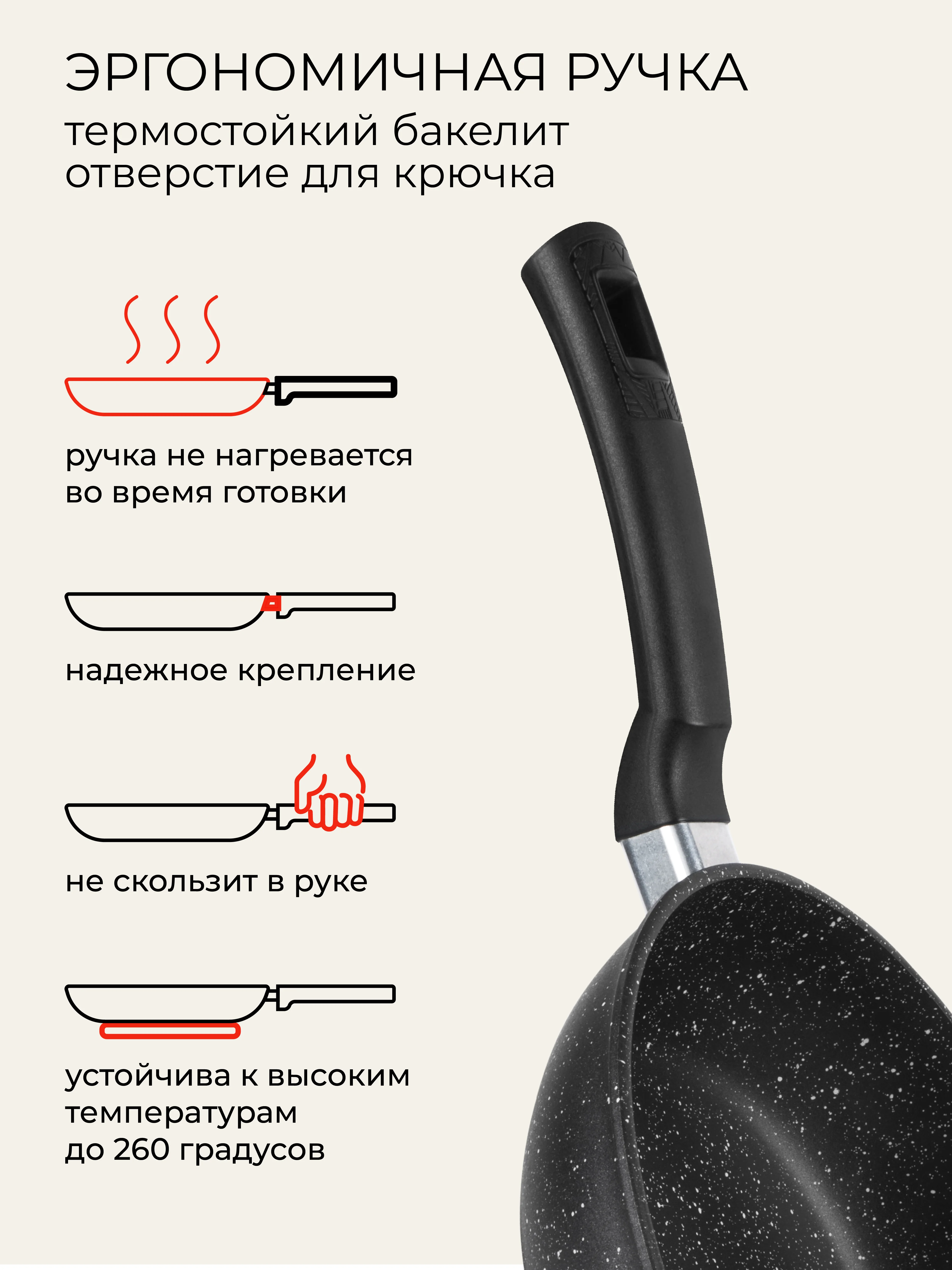 Сковорода 22 см литая с крышкой Unifico My day Grande