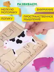 Пазл для малышей Brauberg Kids, 665251, деревянный Монтессори от 3 лет, сортер головоломка