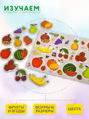 Рамка вкладыш Brauberg Kids, 665254, деревянная Монтессори от 3 лет, сортер Фрукты и ягоды