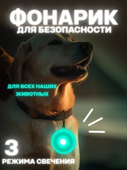 Фонарик на ошейник / Брелок светящийся на ошейник для собак и кошек / светящийся брелок