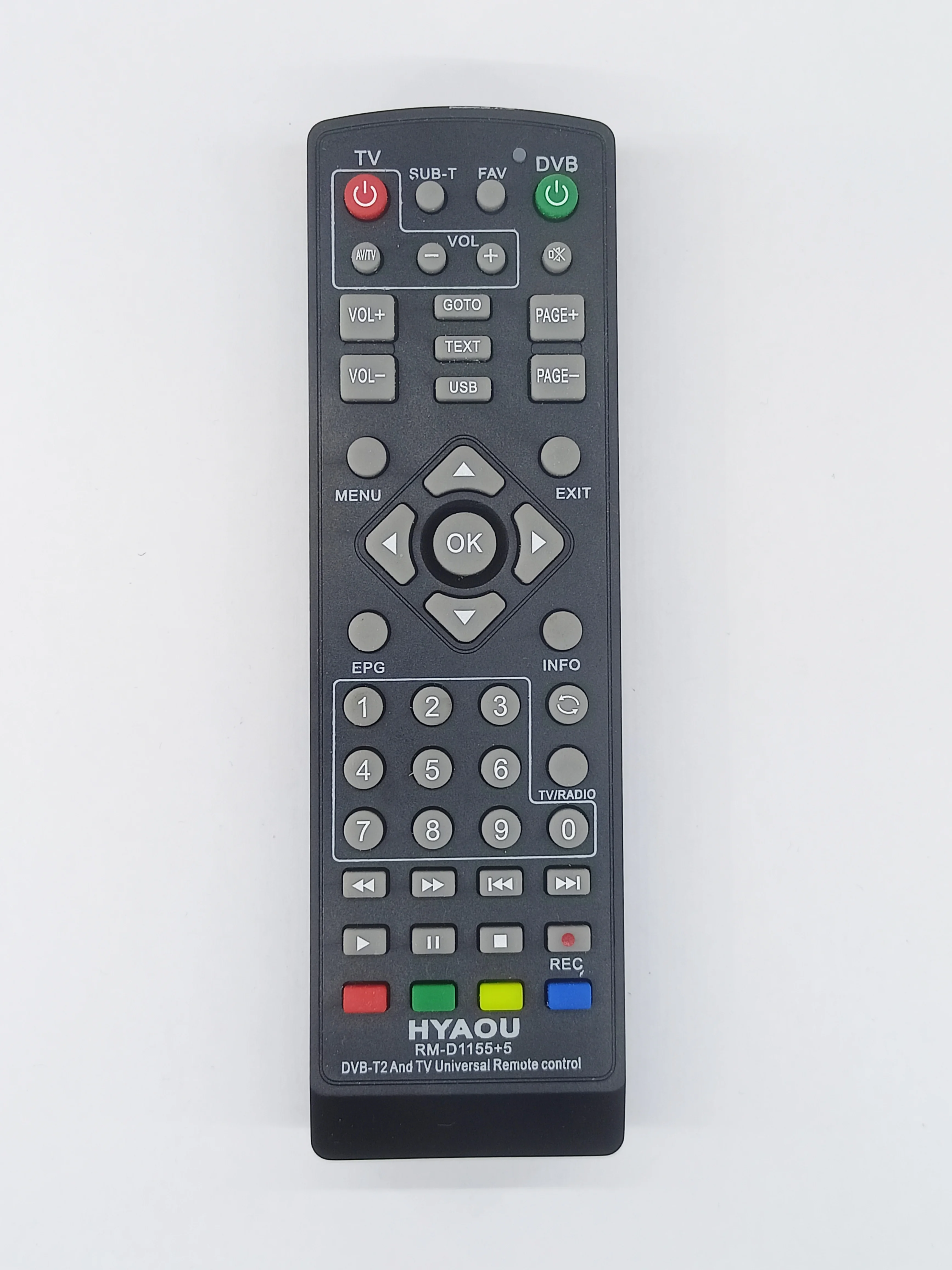 Черный универсальный пульт для цифровых приставок DVB-T2 RM-D1155+5