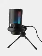 Черный микрофон для пк игровой, с подсветкой RGB, конденсаторный