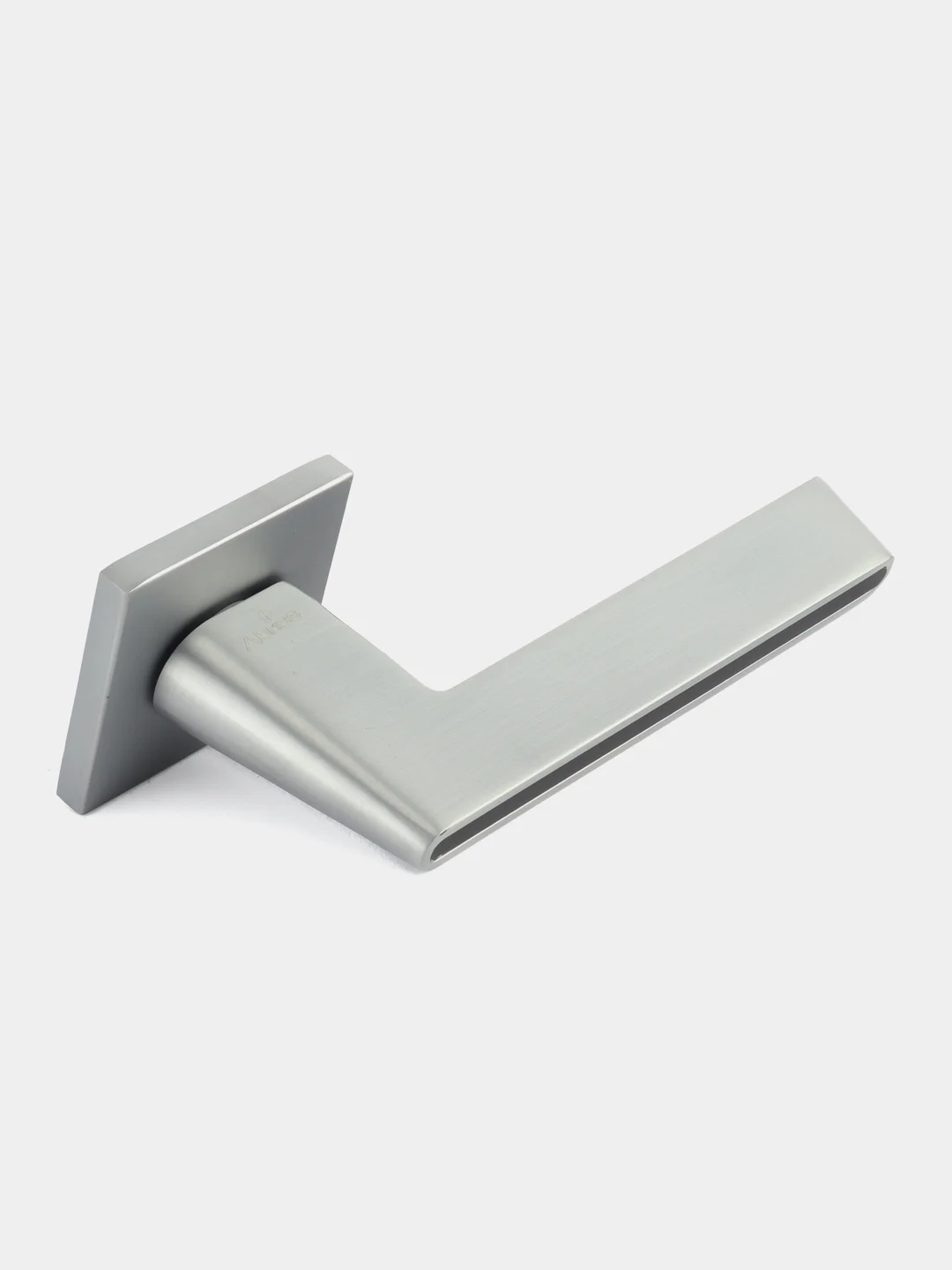 Серебряный ручка дверная цинковом основании ABRISS R21.190 MCP/BL (Матовый хром/черная вставка)