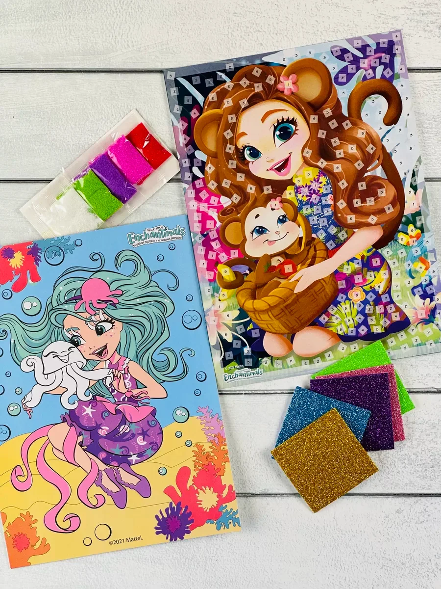 Набор для девочки Аппликация из цветного песка эва песок Энчантималс Enchantimals мульт