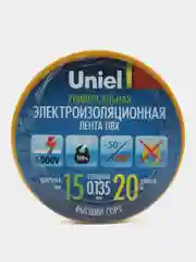 Желтый изолента ПВХ, 15 мм x 20 м, Uniel