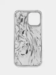 Серебряный чехол для айфон 11 12 13 14 15 Pro Max силиконовый iPhone блестящий