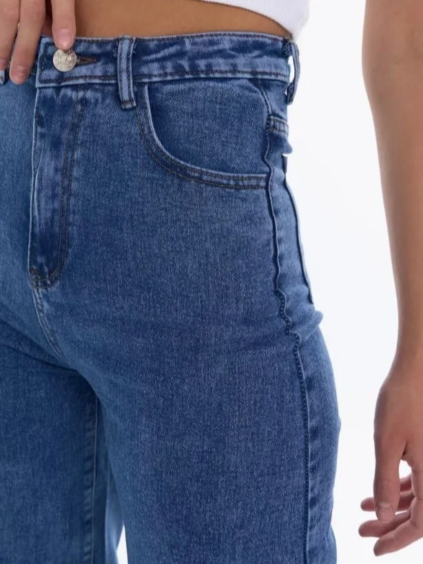 Лазурный женские джинсы широкие wide leg трубы палаццо