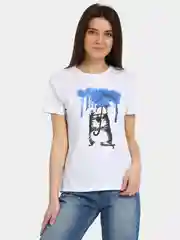 Белый футболка женская белая, черная, с принтом "Кот под зонтом", 100% хлопок