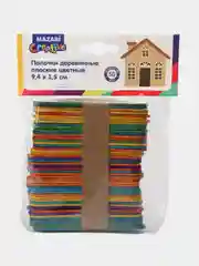 М-9995 Палочки деревянные плоские цветные 9,4 х 1,5 см, 50 шт