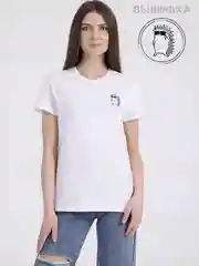 Белый женская футболка с вышивкой "Ёж", хлопок