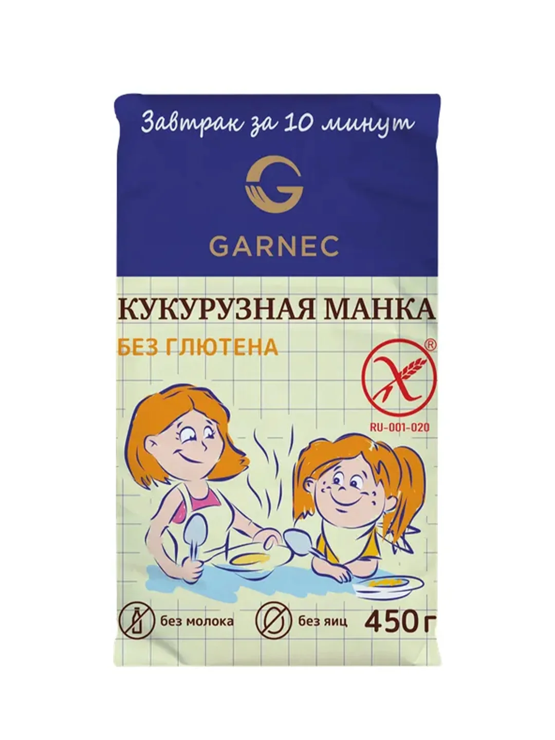 GARNEC Крупка кукурузная Кукурузная манка без глютена 450г