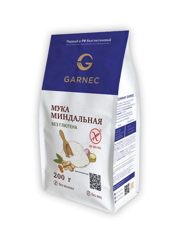 Мука миндальная GARNEC, без глютена, 200 г, спайка 2 шт