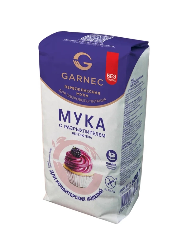 GARNEC Мука с разрыхлителем без глютена 600г