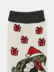 Молочный носки новогодние женские и мужские/Забавные подарки на новый год,змея символ года 2025