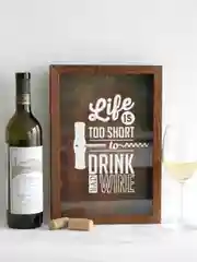 Копилка для винных пробок LIFE IS TOO SHORT TO, наклейка на стекле