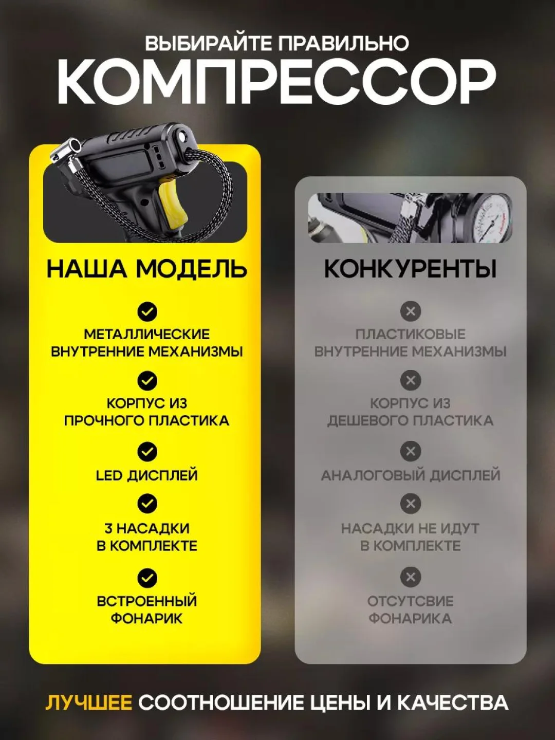 Черный насос компрессор автомобильный, беспроводной