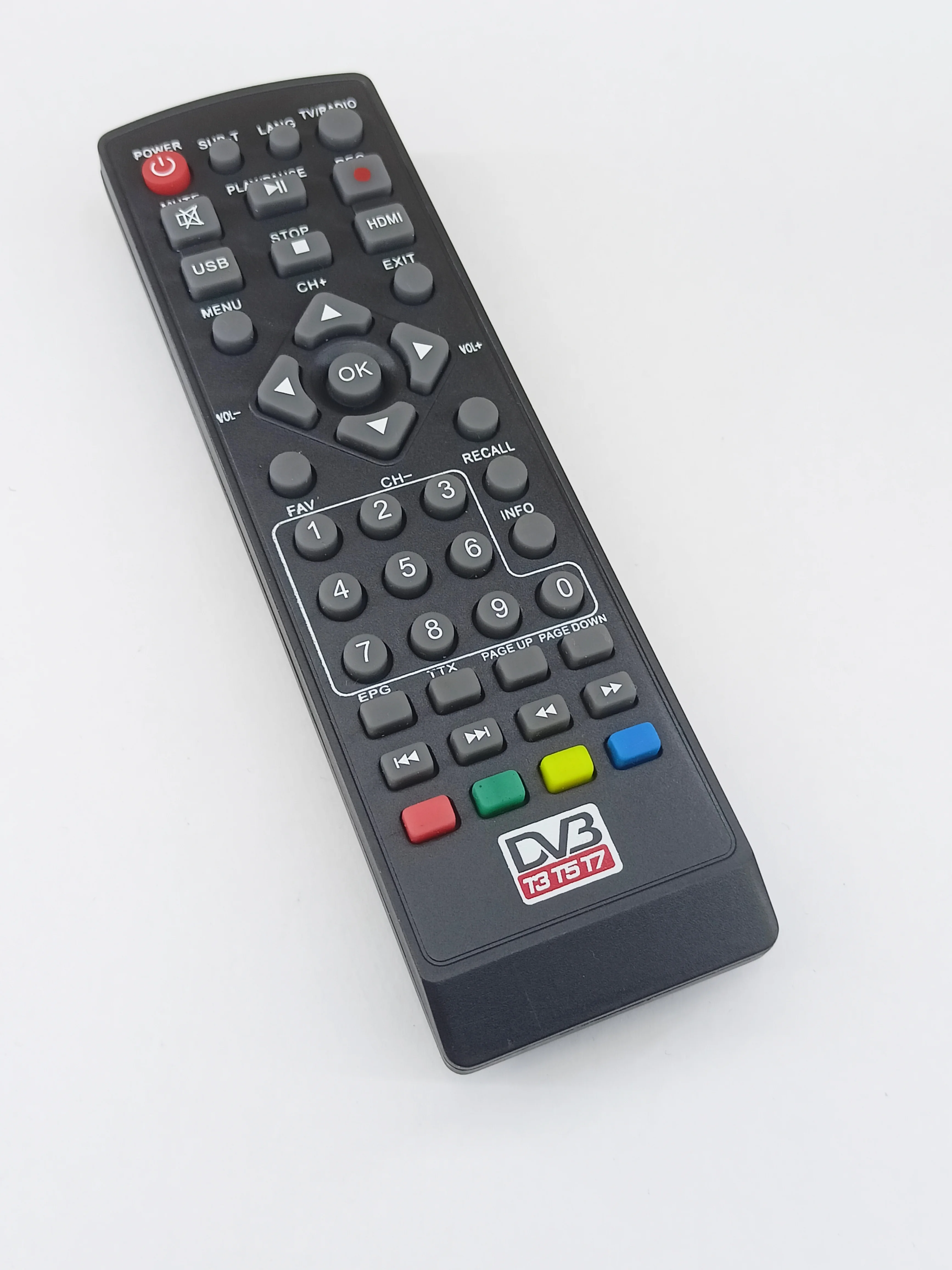 Черный универсальный пульт для цифровых приставок DVB-T2+TV