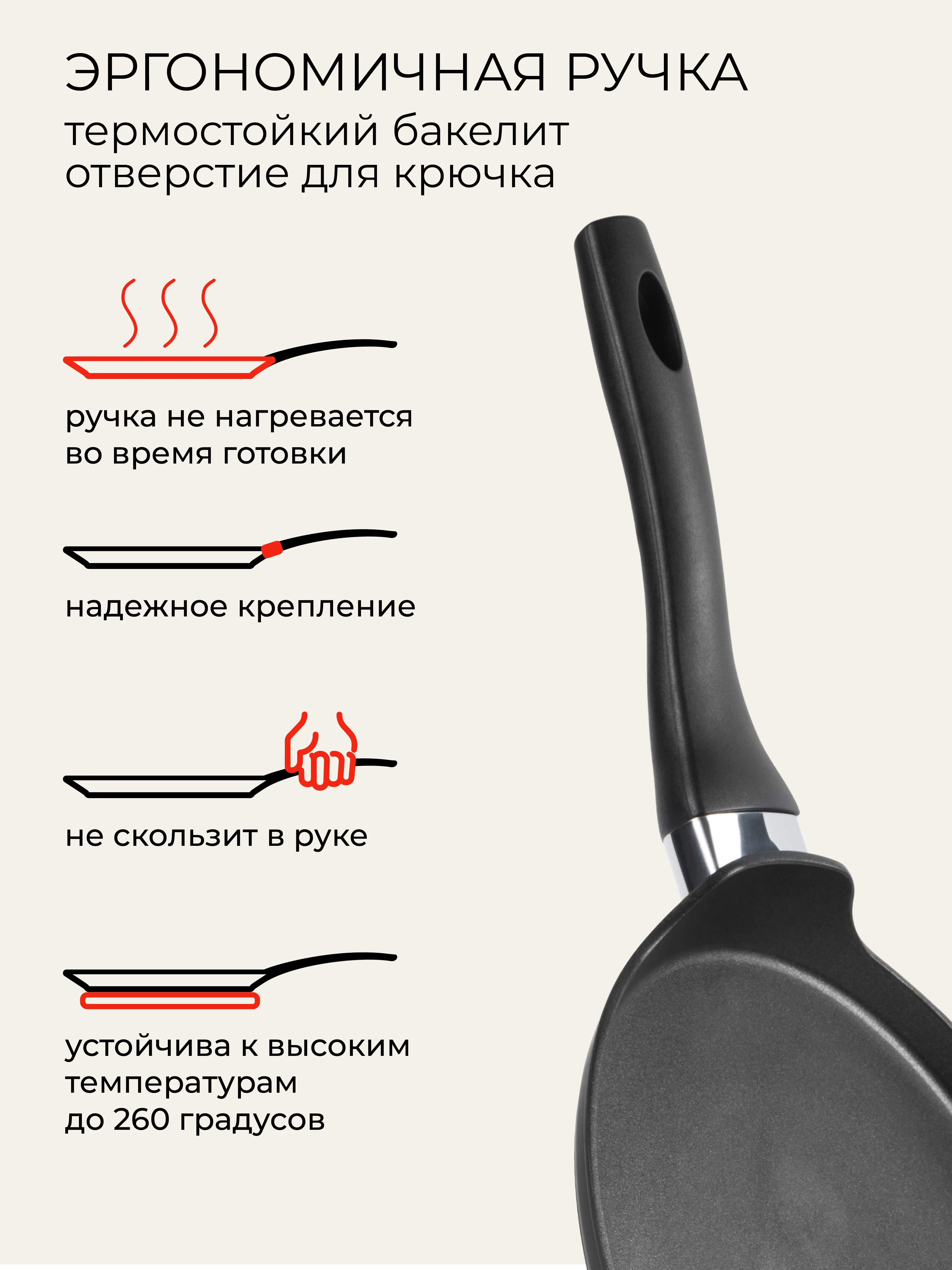 Сковорода блинная 24 см антипригарная литая
